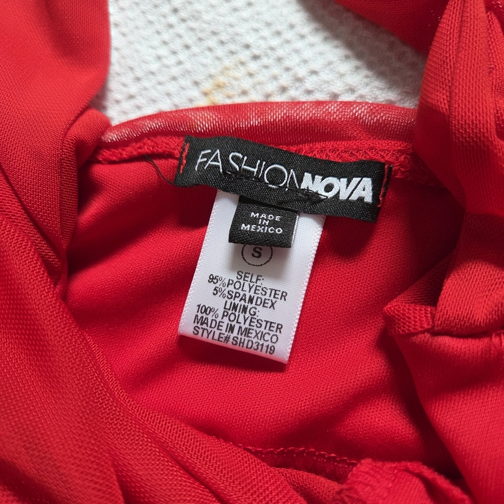 Fashion Nova Red Halter Mesh Midi Dress - Picture 6 of 7
